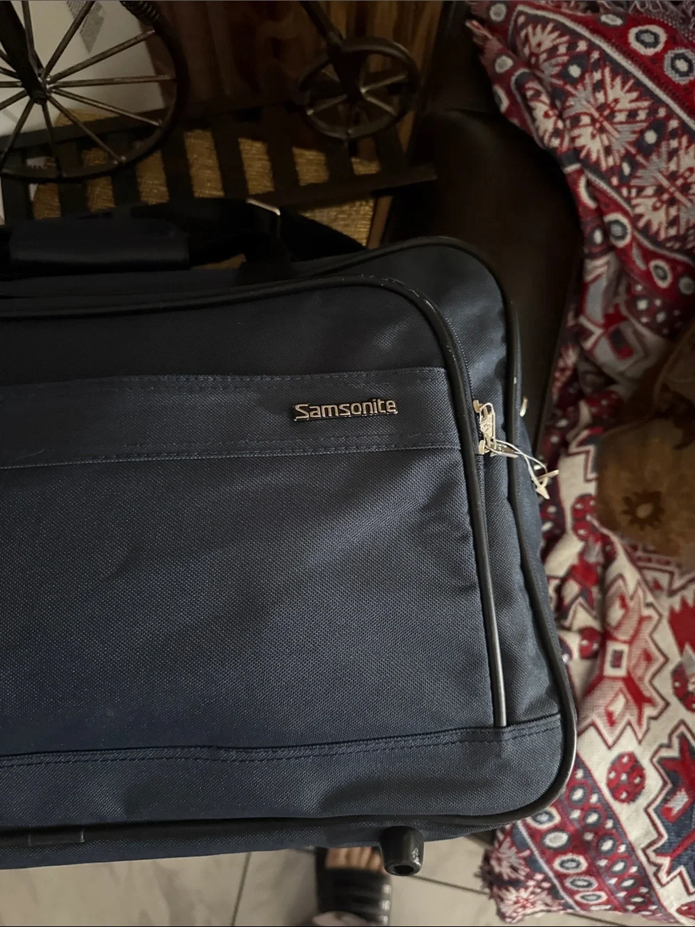 Samsonite Navy Blue Laptop Briefcase with Front Zip Pocket